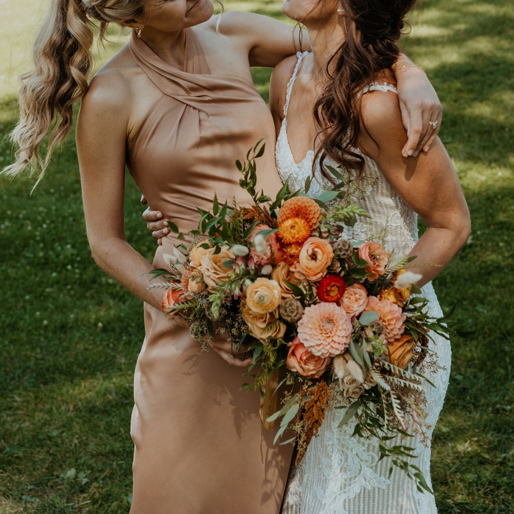 Bhldn Ruby Twist Halter Satin Gown - Size 4, Colo… - image 5